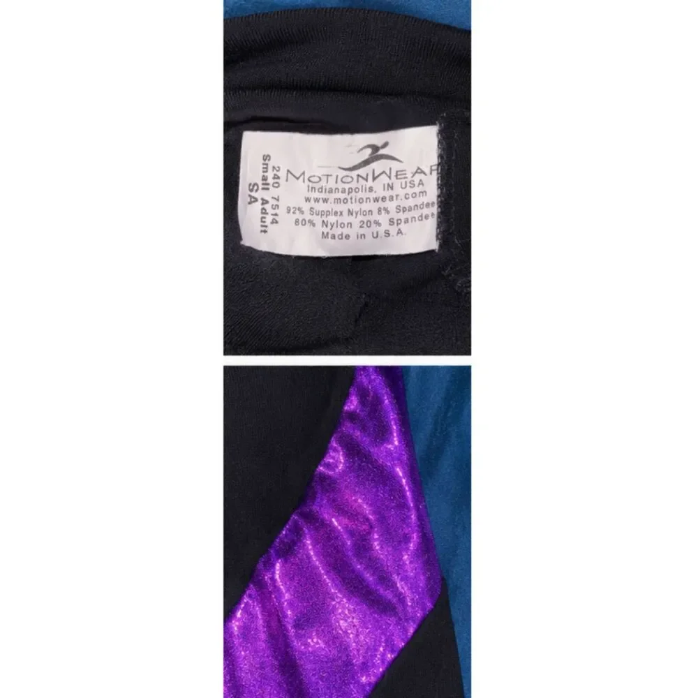 Motionwear Black & Purple Metallic Dance / Performance Leggings – Adult Small